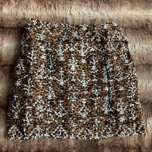 Free the Roses Leopard Eyelet Skirt